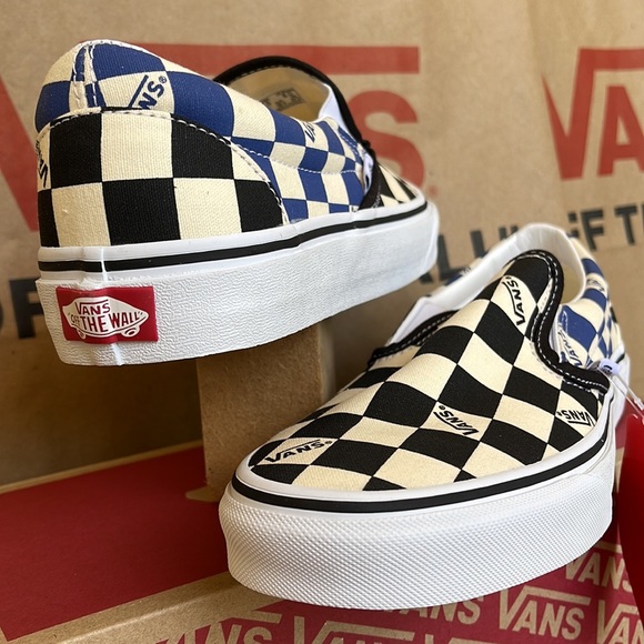 Vans Classic Slip On Big Check Black/Navy sneakers WMNS - Picture 10 of 16